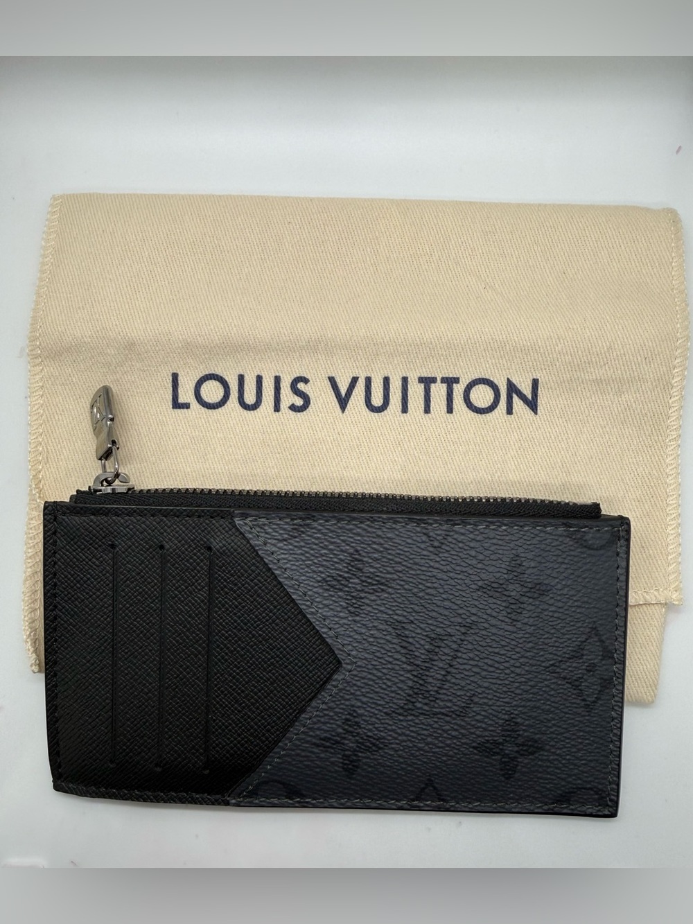 Louis Vuitton Coin Card Holder • Monogram Eclipse Canvas • Like New - Picture 1 of 9
